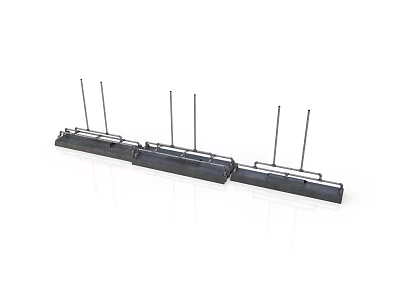 Modern Kitchen Interior With Metal Hook Rack And Hanging Rods 3d model
