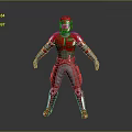 Red Armored Sci Fi Warrior Character With Detailed Full Body Armor Design 3d model