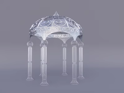Transparent Decorative Gazebo With Intricate Dome And Ornate Columns Design 3d model
