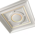 Square Ceiling Design With Circular Light Strip And Decorative Trim In White Tone