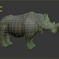 Realistic Large Rhino Model With Thick Textured Skin And Single Horn Standing On Gray Background