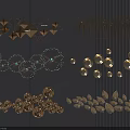 Creative Metallic Wall Decor With Geometric Circular Leaf And Abstract Patterns