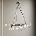 Modern Hanging Chandelier With Gold Frame And Transparent Glass Globes