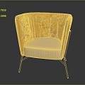 Orange Leather Armchair with Light Pink Cushioned Seat Black Metal Legs and Pleated Back Design