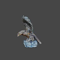 Other Detailed Eagle Sculpture With Spread Wings Green Eyes And Rock Base