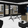 Clothing Store Interior With Organized Display Racks Clothes Shoes And Tiled Floor