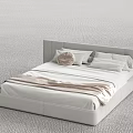 Modern Double Bed With Gray Headboard White Frame Soft Pillows And Light Blanket 3d model