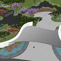 Modern Entrance Gate Design With White Walls Trees And Water Feature