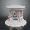 White Classical Structure With Round Roof Columns Stepped Base And Blue Center 3d model