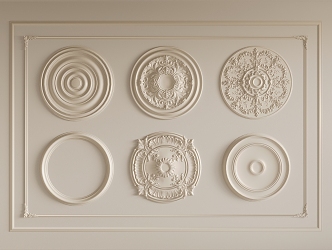 Gypsum lamp panel carved lamp panel chandelier base round lamp panel gypsum component 3d model