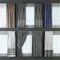 Modern Window Curtains With Different Colored Sheer Layers And Patterned Designs 3d model