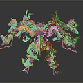 3D Rendered Mechanical Creature With Blue Orange Elements Multiple Limbs And Intricate Design