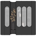 Modern Black Entryway Cabinet and Side Cabinet With Glass Doors and Golden Floral Patterns