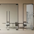 Modern Office Glass Partitions With Black Frame Transparent And Frosted Design