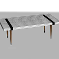 Modern Dining Table Set With Grid Pattern Surface Black Straps And Slender Legs Design
