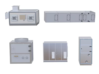 Various Types of Industrial Equipment Including Ventilation Units and Control Cabinets 3d model
