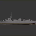 Detailed 3D Model of Large Water Vessel With Masts Chimneys and Deck Equipment