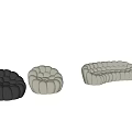 Modern Sectional Sofa With Round Plush Design Soft Velvet Upholstery And Neutral Color Tones