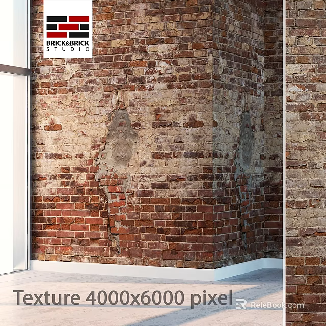 Brickslip C Interior Wall Construction With Vintage Red Brick Texture Design 3d model 