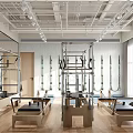 Contemporary Aerial Yoga Studio With Hammocks Yoga Mats And Foam Rollers