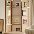 Rattan bookshelf partition screen 3d model