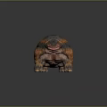 Decorative Ornament Figurine Creature Shaped With Orange Gray Textured Surface Fantasy Bulky Body And Thick Legs