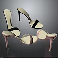 Women's Black Pink High Heel Sandals With Thin Heel And Strap Design