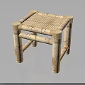 Natural Wooden Stool With Simple Design Striped Seat And Sturdy Legs