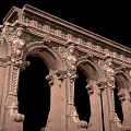 Ornate Classic Stone Carved Architectural Element With Arches Columns And Sculptures