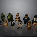 Cartoon Animal Figurines Dressed In Diverse Costumes With Hats And Suits
