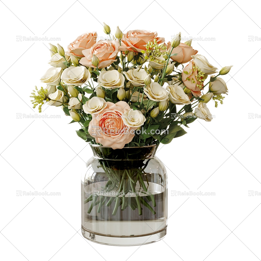 Modern floral ornaments flower flower arrangement flower glass vase 3d model