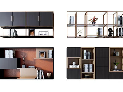 Modern Home Interior Design With Stylish Hanging Wall Cabinets And Storage 3d model