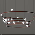 Modern Circular Ring Chandelier With Multiple Layers And White Spherical Bulbs 3d model