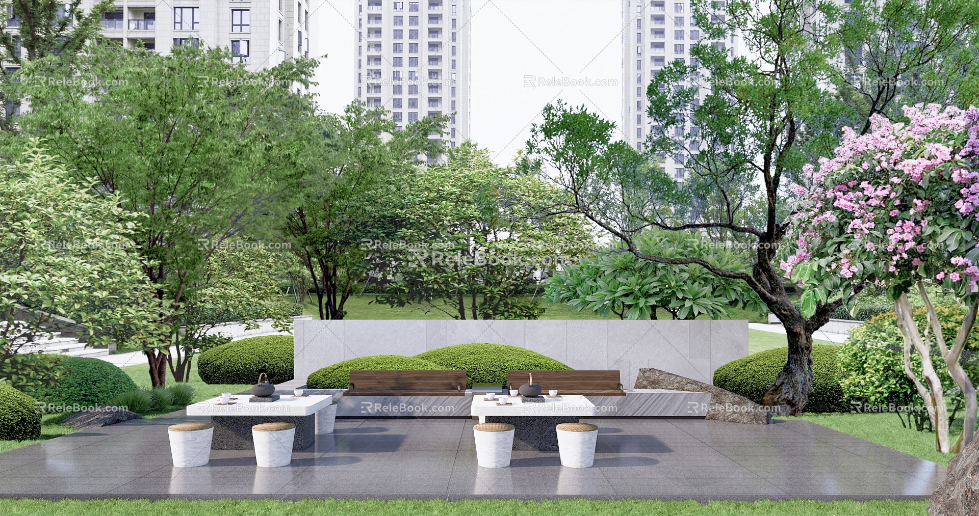 Modern Garden Landscape Community Residential House Landscape Elderly Activity Area Tea Drinking model