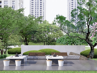 Modern Garden Landscape Community Residential House Landscape Elderly Activity Area Tea Drinking model