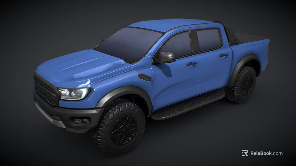 Blue Off Road Pickup Truck With Black Wheels And Sporty Exterior Design 3d model 