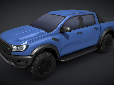 Blue Off Road Pickup Truck With Black Wheels And Sporty Exterior Design 3d model