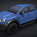 Blue Off Road Pickup Truck With Black Wheels And Sporty Exterior Design