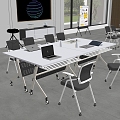 Modern Office Training Room Meeting Room Open Office Area Office Table and Chair Combination Training Table and Chair Combination Training Table Training Chair Activity Blackboard Jewelry Ornaments 3d model