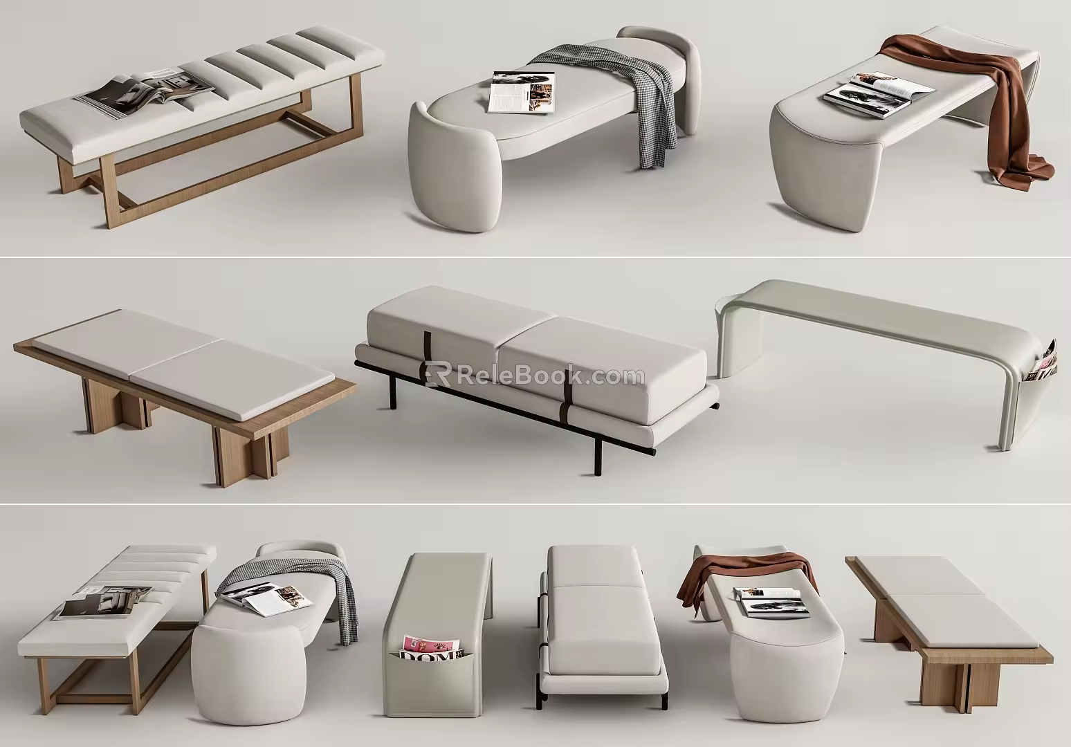 Modern Bed End Stool Bed End Stool Combination Sofa Stool Bench Shoe Changing Stool 3d model