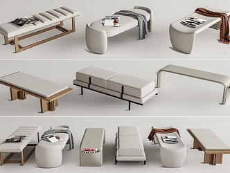 Modern Bed End Stool Bed End Stool Combination Sofa Stool Bench Shoe Changing Stool 3d model