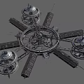 Complex Satellite Like Mechanical Structure With Circular Modules And Connecting Supports 3d model