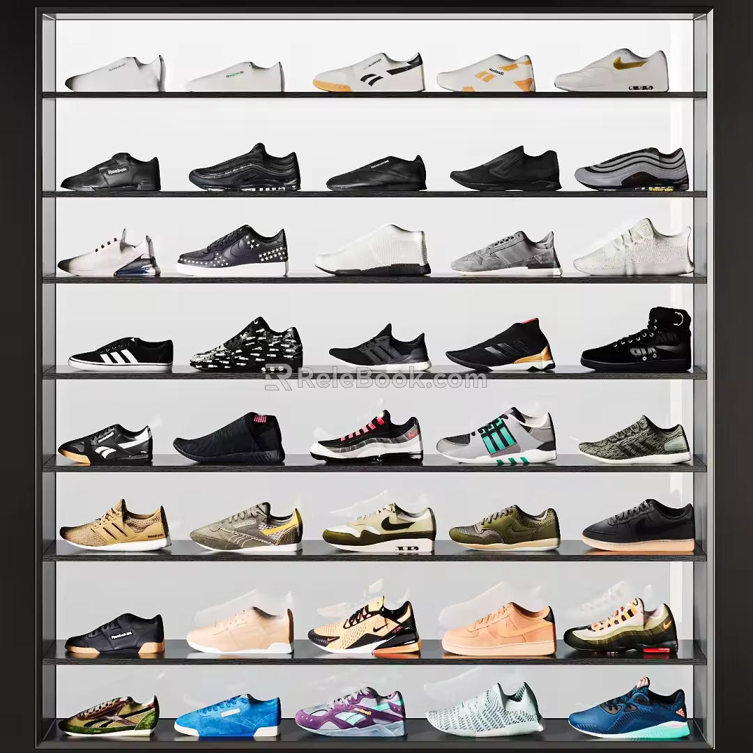 Modern sneaker Combination Shoe Rack Commodity Shelf Shoe Display Rack Commodity Display Cabinet 3d model