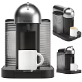 Various Modern Kitchen Appliances With Stainless Steel And Black Designs Including Coffee Makers And Kettles