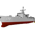 Naval Warship 172 Military Vessel Featuring Gray Hull And Red Bottom Structure Design