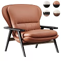 Modern Brown Leather Lounge Chair With Black Solid Wood Frame For Cozy Home Leisure Time