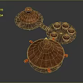 Playful Cartoon Scene With Brown Containers Round Lids And Small Orange Base Parts