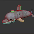 Playful Blue Toy Dolphin With Pink Fins Tail Round Eye And Shiny Surface