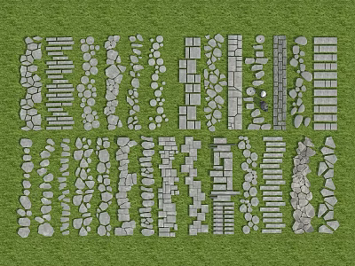 Various Stone Stepping Stones Designs for Garden Grass Lawn Path Ideas 3d model