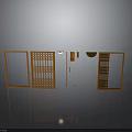 Durable Hardware Tools Orange Metal Frame Door Grille Designs On Grey Background With Reflections